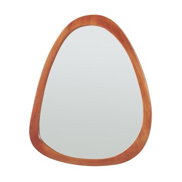 Miroir mural Jomala bois de paulownia MDF 70 x 60 cm marron [en.casa]