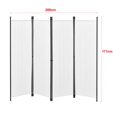 Paravent de Confidentialité à 4 Panneaux Huesca 171 x 200 cm Blanc [en.casa]
