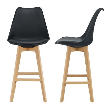 Lot de 2 Tabourets de Bar Lublin Similicuir Hêtre 105 x 48 x 58 cm Noir [en.casa]