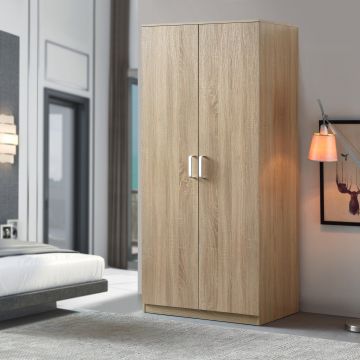 Armoire de chambre Bodolz 1 étagère MDF 176 x 80 x 52 cm effet chêne sonoma [en.casa]