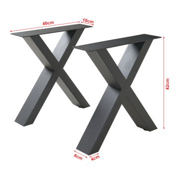 Lot de 2 pieds de table Maribo acier 42 x 40 cm noir [en.casa]