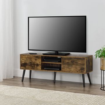 Meuble TV Eskilstuna 120 x 30 x 47 cm Bois Foncé Noir [en.casa]