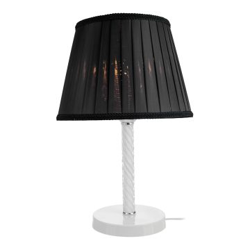 Lampe de bureau Kilbride en métal verre textile 40 cm E27 blanc / noir [lux.pro]