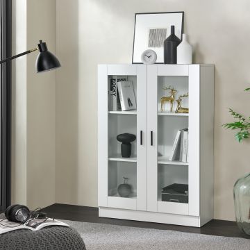 Armoire vitrée Sorø 115 x 80 x 31 cm blanc [en.casa]