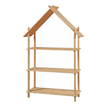 Bibliothèque à 3 niveaux pour enfant Hamarøy en forme de cabane bambou 137 x 90 x 30 cm naturel [en.casa]