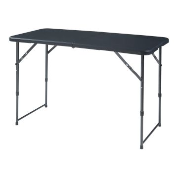 Table de camping pliante Adelfia à hauteur réglable 120 x 60 cm noir [en.casa]