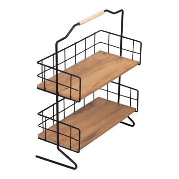 Étagère Sallingsund avec 2 surfaces de stockage pour salle de bain noir effet bois [en.casa]