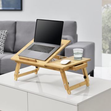 Bureau d'ordinateur portable Trysil Réglable Pliable Naturel [en.casa]