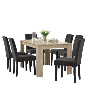 Table de salle à manger avec 6 chaises Kramfors couleurs différentes [en.casa] 