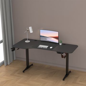 Bureau électrique Oxnard à hauteur réglable 73 - 118 cm en forme de L noir [pro.tec]