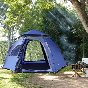 Tente de camping Nybro montage instantané 240 x 205 x 140 cm bleu gris foncé [pro.tec]