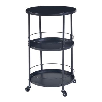 Chariot de service Munkedal avec 3 étagères rondes métal 75 x 45 cm noir [en.casa]