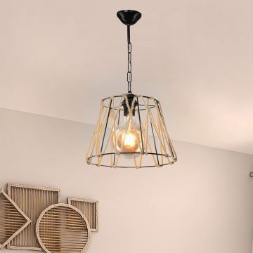 Suspension Harrogate en métal et corde de jute 54 cm E27 [lux.pro] 