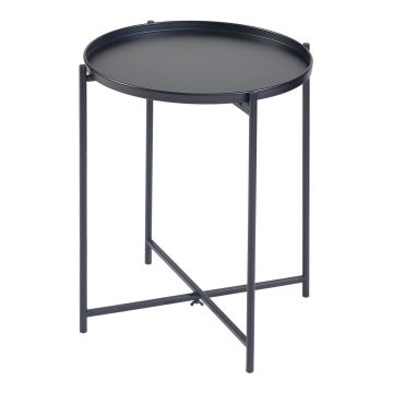 Table d'appoint Sälen avec plateau rond métal 40 x 50 cm noir [en.casa]