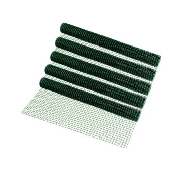 Grillage métallique treillis carré 1 x 5 m vert 5 rouleaux [pro.tec]