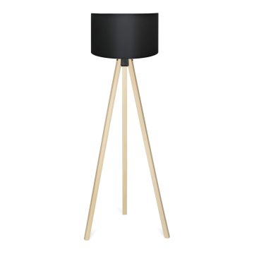 Lampadaire Newport hauteur 140 cm E27 effet bois / noir [lux.pro]