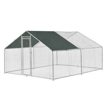 Enclos Extérieur Wels Volière Acier Galvanisé 3 x 4 x 2 m Argent Vert Foncé [pro.tec]