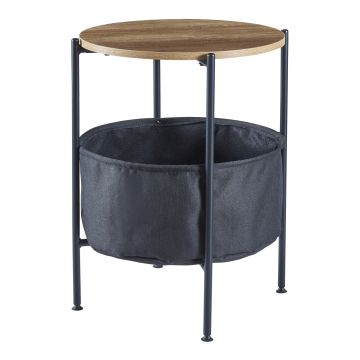 Table d'appoint Suonenjoki avec panier de rangement 59 x 47 cm noir / effet noyer / gris [en.casa]