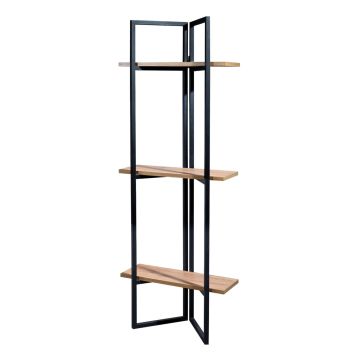 Étagère Bjerringbro à 3 niveaux 150 x 55 x 24 cm effet noyer / noir [en.casa]