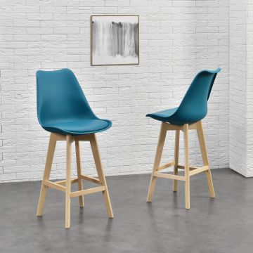 Lot de 4 Tabourets de Bar Lublin Plastique Similicuir Hêtre 105x48x58 cm plusieurs couleurs [en.casa]