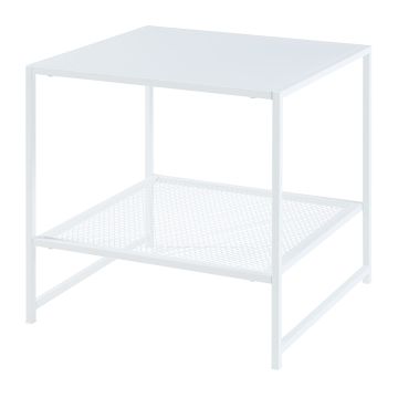 Table d'appoint Ruokolahti acier 51 x 51 x 51 cm blanc mat [en.casa]