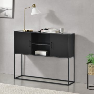 Commode Moderne Motala 90 x 109 x 30 cm Noir [en.casa]