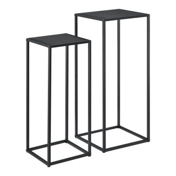 Lot de 2 Tables Hautes Gigognes Riziano en Métal Noir Mat [en.casa]