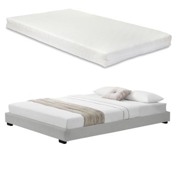 Lit Double Rembourré avec Similicuir avec Matelas Blanc 180 x 200 cm Corium