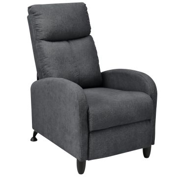 Fauteuil Relaxant Bregenz Inclinable et Repose-Pieds Textile Gris foncé [en.casa]