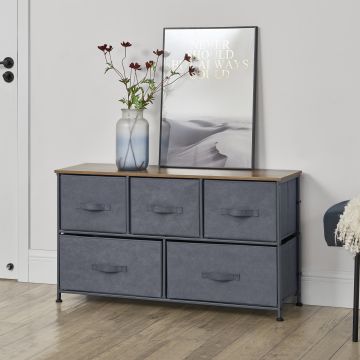 Commode meuble de rangement en métal tiroirs en non-tissé [pro.tec]