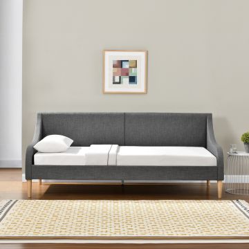 Divan Élégant Canapé Convertible en Lit Moderne Confortable Lit Simple Tissu Polyester 215 x 100 x 90 cm Gris Foncé [en.casa]