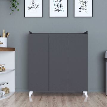 Armoire basse Sirdal avec 3 portes 104 x 90 x 30 cm anthracite [en.casa]