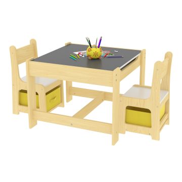 Ensemble table et chaises pour enfants Irixoa avec 2 boîtes de rangement [en.casa]