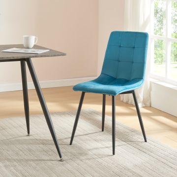 Lot de 2 chaises de salle à manger Lexnitz avec pieds arrondis 89 x 44 x 45 cm turquoise noir [en.casa]