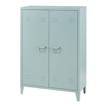 Casier de bureau métallique Oripää à 2 portes 110 x 75 x 33 cm bleu gris [en.casa]