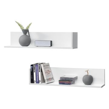 Lot de 2 Étagères Murales Elverum 75 x 17 x 17 cm Blanc Mat [en.casa]