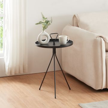 Table d'appoint Odal avec plateau rond métal 65 x 41 cm noir [en.casa]