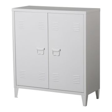 Casier de bureau métallique Oripää à 2 portes 90 x 80 x 33 cm blanc [en.casa]