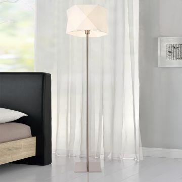 [lux.pro] Lampadaire Métal Tissu Douille 1 x E27 152 cm Chrome Blanc
