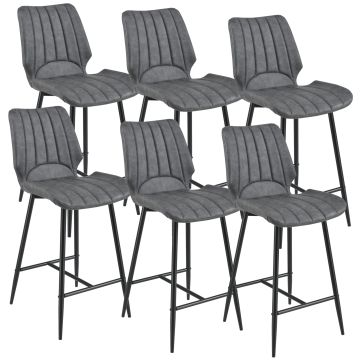 [en.casa] Set de 6 Tabourets de Bar Lot de Tabourets de Cuisine Cuir Suédé Imité Métal Gris Foncé 102,5 cm x 46,5 cm x 51 cm